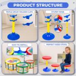 Toyztrend Jazz Drum Set Senior Musical Band Instruments with 3 Drums, 1 Dish, 1 Stool & Sticks for Kids (Assorted Colors & Designs) - Image 2