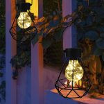 MAGGIFT 2 Pack Hanging Solar Lights, Outdoor Solar Powered Tabletop Lanterns with 15 LED Copper Lights Blub, Waterproof Solar Lantern with Handle for Yard, Lawn, Patio, Garden Decoration, Warm White - Image 4
