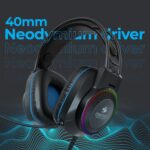 Zebronics Jet Premium Wired Gaming On Ear Headphone with LED Light for earcups, 40mm Neodymium Drivers, 2 Meter Braided Cable, Flexible mic, Suspension Headband, 3.5mm + USB Connector (Black + Blue) - Image 2