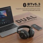 EVM EnSonic Over Ear Wireless Headphones | Bluetooth 5.3+EDR | 40mm Drivers | Deep Bass Sound | 40H Playtime | HD Mic | Foldable Design | AUX Support, Lightweight | 1-Year Warranty (EVM-WHF-01-Black) - Image 6