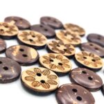 Coconut Shell Buttons 2 Hole Sewing Buttons for Fashion/Replacement/Decorative/Costume's/Jackets/Kurtis and Also Used DIY Art and Craft item (716-Coconut Shell leaf 24pcs) - Image 3