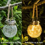 Tremdwoto Hanging Solar Lantern Lights, Outdoor Waterproof Cracked Glass Round Ball Lamp, Garden Globe Warm White LED Light for Landscape Walkway Backyard Yard Patio Lawn Pathway Decoration(4.7inch) - Image 2