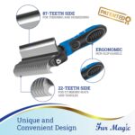 Fur Magic Deshedding and Dematting Tool, 2 Sided Pet Grooming Brush for Deshedding, Mats and Tangles Removing for Dogs and Cats with Long, Medium and Short Hair, Blue - Image 2
