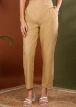 Yash Gallery Women's Regular Fit Mid Rise Solid Cotton Slub Ankle Length Regular Trouser Pant - Image 2