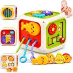 Cable World Montessori Toys 6 in 1 Baby Sensory Toy for Kids Educational Learning Shape Sorter Activity Stacking Toys Baby Shape Sorting Interactive Toy Fine Motor Skill Developmental,Multicolor