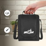MILTON Pro Lunch Box with Steel Cutlery, 3 Microwave Safe Inner Steel Containers (180ml, 320ml, 450ml) Plastic Chutney Dabba 100ml, Bottle 750ml with Insulated Bag, Office Tiffin, Black - Image 6
