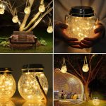 Tremdwoto Hanging Solar Lantern Lights, Outdoor Waterproof Cracked Glass Round Ball Lamp, Garden Globe Warm White LED Light for Landscape Walkway Backyard Yard Patio Lawn Pathway Decoration(4.7inch) - Image 9