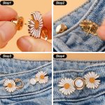 SHUTTLE ART 2pcs Jeans Button Pins Waist Tightener Set, No Sewing Required, Flower Jean Buttons Pins,Adjustable Waist Buckle Set,Buttons for Loose Jeans Button Waist Adjuster for Pants Skirts - Image 5