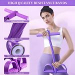 4 Tube Pedal Resistance Band for Exercise, Fitness Pull Rope Tummy Trimmer for Home Workout, Yoga & Strength Training Equipment for Men and Women – Elastic Sit Up Bar Body Toner - Image 3