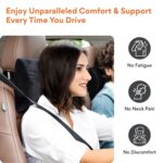 FOVERA Car Neck Rest Pillow | 2 Years Warranty | Memory Foam Neck Pillow for Car, Car Seat Head Rest Cushion for Neck & Cervical Support - Relieves Neck Pain (Standard, Black, Pack of 1) - Image 3