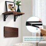 Foldable Shelf Bracket 16 Inch Heavy Duty, Folding Table Bracket Wall Mounted Support for Fold Down Table, Workbench, Kitchen Counter, Study Desk & Space Saving Shelf, Black Metal Bracket Pack of 2 - Image 6