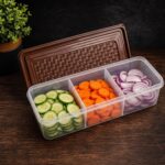 MAGIC SPOON Multipurpose 3 Section Storage Container | Spice Box, Pickle Jar, Fridge Organizer, Dry Fruit, Vegetable & Kitchen Storage Container- Combo Pack (2000ml X 2) (AQUA-BROWN) - Image 5