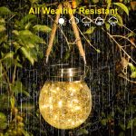 Tremdwoto Hanging Solar Lantern Lights, Outdoor Waterproof Cracked Glass Round Ball Lamp, Garden Globe Warm White LED Light for Landscape Walkway Backyard Yard Patio Lawn Pathway Decoration(4.7inch) - Image 3