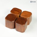 Bmado Wooden Paperweight (5.5 x 5.5 cm) | Handmade Solid Wood Paper Weight, Natural Wood Grain Texture, Desk Accessory, Home & Office Decor, Study Table Accessory, Gift Item - Brown - Image 4
