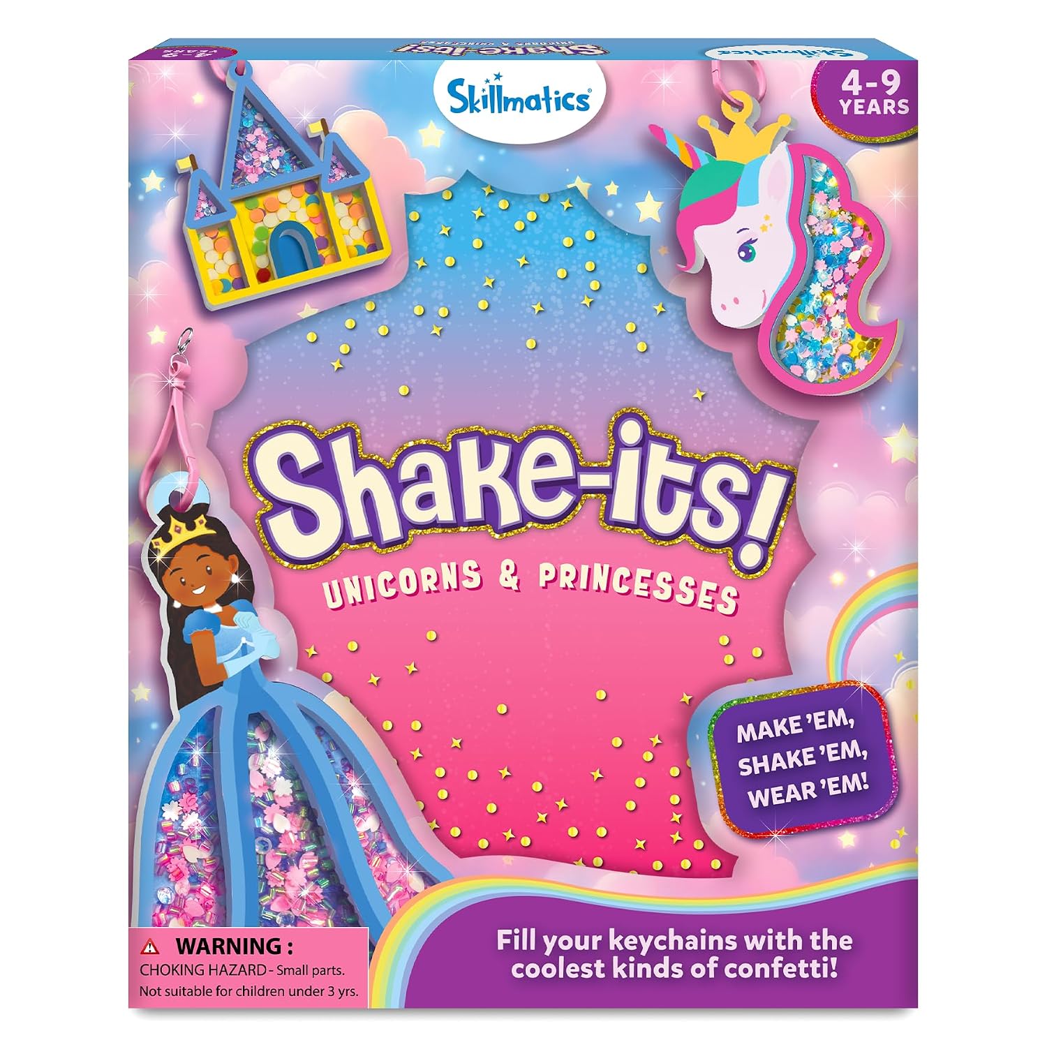 81rlwKeXNL._SL1500_.jpg Skillmatics Shake-its – Unicorns & Princesses, Glitter Craft Kit for Kids | DIY Arts & Crafts with Keychains, Mess-Free Activity, Travel Toy, Birthday Gift for Girls & Boys Ages 4, 5, 6, 7, 8, 9 - Image 1