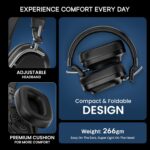 HAMMER Bash Pro 33 dB Hybrid ANC Over Ear Wireless Headphones, 4 Mics for Clear Calling, Charge 10mins = 300mins playtime, 40mm Driver, Transparency Mode, 37Hrs Playtime, Super soft Cushion, 5.3 Black - Image 5
