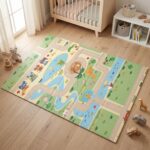 BabyPro 5mm Reversible Baby Playmat, 5 x 4 ft Foldable Mat, Jungle Galaxy | Waterproof, BPA-Free XPE Foam, Non-Toxic Bounce-Back Cushion, XL