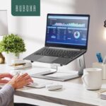 RUBOXA Ergonomic Laptop Stand for Desk - Elevated Computer Stand With Nonslip Tabs - Prevents Shoulder, Back and Neck Pain and Overheating (Silver) - Image 2