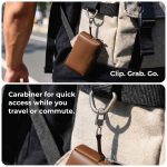 eo Travel Organizer Pouch | Toiletry Pouch for Men & Women | Mini Cable Organiser Bag for Travel, Tech, Charger & Laptop Cable Pouches with Carabiner, Super Smooth Zipper (Brown) - Image 5