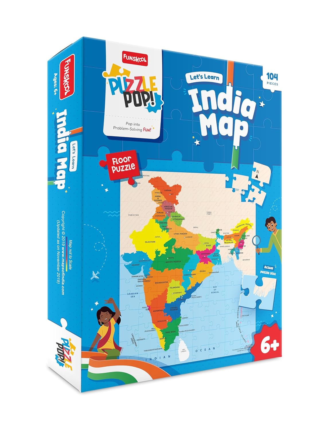 81uRoYvefSL._SL1500_.jpg Play & Learn Funskool India Map, Jigsaw Puzzle Game for Kids, 104 Pieces, Educational, Learning & Development, Fun Activity Toy for Childrens, Gift Set for Kid, Age 6+ Years - Image 1