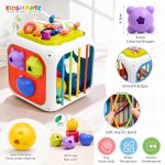 Kidsmate Montessori 7-in-1 Activity Cube for Babies 12-18 Months | Sensory Busy Cube Toy for Toddlers | Shape Sorter Learning Toy | Fine Motor Skills Development | Educational Gift for Boys & Girls - Image 2