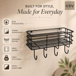 KBV Bathroom Organizer Without Drill, GI Steel Self Adhesive Bathroom Shelf for Wall, Wall Mounted Bathroom Stand, Rust Resistant CED Powder Coated Bathroom Accessories Storage Rack, Black, Pack of 4 - Image 4