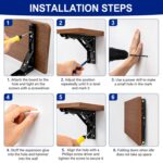 Foldable Shelf Bracket 16 Inch Heavy Duty, Folding Table Bracket Wall Mounted Support for Fold Down Table, Workbench, Kitchen Counter, Study Desk & Space Saving Shelf, Black Metal Bracket Pack of 2 - Image 9