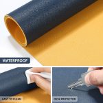 SEASPIRIT Double side Non-Slip Desk Pad Waterproof PVC Leather Table Protector Large Mouse Pad, Easy Clean Laptop Writing Mat for Office /Home (Brown+Gray, Pack of 1) (60*35, Navy blue and Yellow) - Image 3