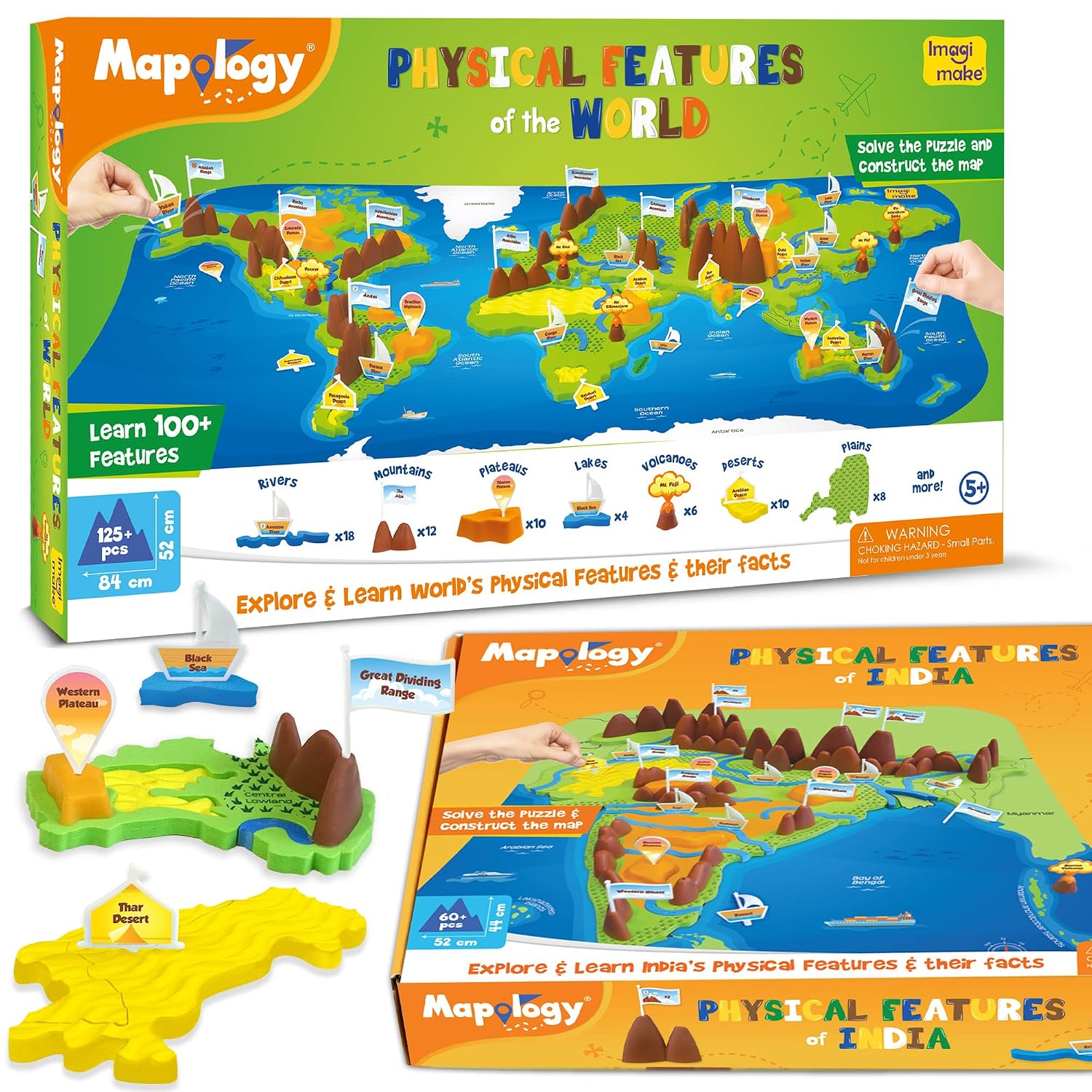 81wZW94wOwL._SL1500_.jpg Imagimake Mapology Kit – Political & Physical Map of India & World, Map Puzzle - Educational Toy For Boys & Girls, Made in India, Learning Kit, Best Gift for ages 5+ Years - Image 1