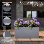 YUCCABE ITALIA FOXB GT 24 INCH Rectangle Pots for Plants Highly Durable Polymers Lightweight Indoor Outdoor Flower Pot Gamla Tree Planter Container Planters for Living Room, Balcony Garden - Image 4