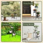 Bee Creative 3-Tier Foldable Metal Plant Stand for Indoor & Outdoor | Heavy Duty Iron Flower Pot Stand | Corner Plant Holder Rack | Powder Coated Finish | Balcony, Living Room, Patio & Garden | Black - Image 7