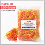 GLUN® 4 Inch Multicolour Rubber Band 150 Gram Pack, Fluorescent Multicolour, Strong & Stretchable for Home, Office & Kitchen Use - Image 2