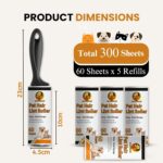 Foodie Puppies Pet Hair Remover Lint Roller with Handle and 4 Refills (300 Sheets), Hair Remover for Dogs and Cats, Ideal for Clothes, Furniture, Coats, Car Seats, Carpets, Fabric, and Dust Cleaning - Image 2