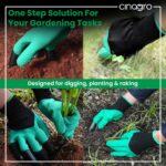Cinagro Garden Claw Gloves with ABS Plastic Fingertips on Right Hand, Green | Protective Gloves for Plant Care, Digging, Weeding and Outdoor Use - Image 8