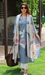 ANNI Designer Women Cotton Blend Straight Fit Printed Kurta Pant Dupatta Set | V Neck Three Quarter Sleeve Ensemble | Soft Breathable Fabric | Comfortable Elegant Styling for Office Casual Wear - Image 6