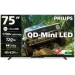 PHILIPS 189 cm (75 inches) 4K Ultra HD QLED Smart QD-Mini LED Google TV 75MLED610/94
