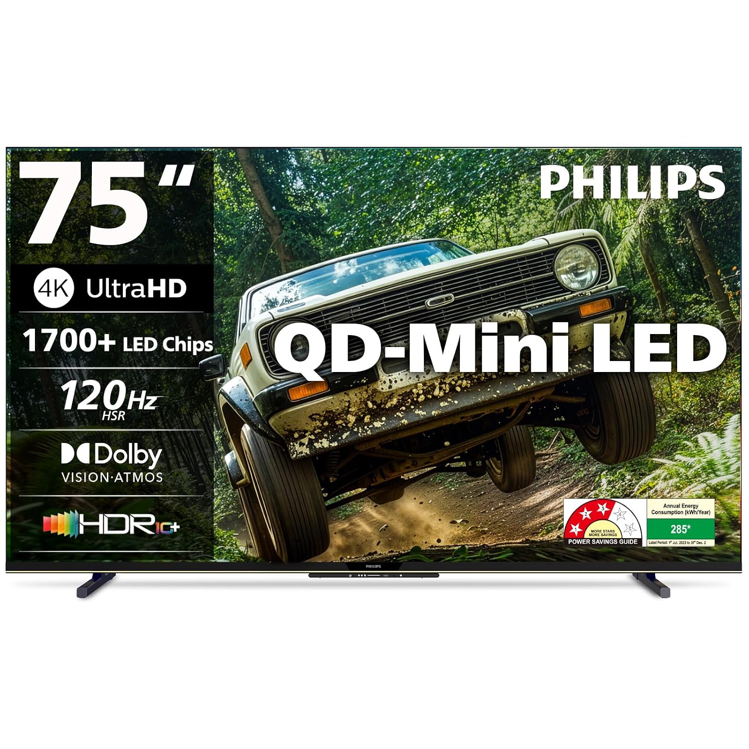 81xmaZLhZbL._SL1500_.jpg PHILIPS 189 cm (75 inches) 4K Ultra HD QLED Smart QD-Mini LED Google TV 75MLED610/94 - Image 1