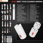 BonKaso 33-in-1 Cleaning Kit for Laptop, Keyboard, Earbuds & Camera, Magnetic Rotating Multipurpose Device Cleaner (Liquid NOT Included) with Brush & Dust Remover – White - Image 8
