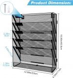 Mesh Wall File Organiser, 6-Tier Document Holder, Black Metal Office Storage Rack, 13.5 X 5 X 17 cm - Image 7