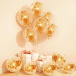 Party Propz Golden Balloons For Decoration - 12 Pcs, Golden Confetti Balloons for Decoration | Party Decorations | Glitter Balloons Gold Balloons For decorations | Birthday Balloon