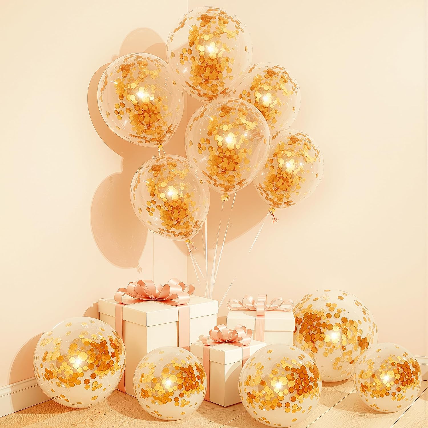 81yeJ7wjWEL._SL1500_.jpg Party Propz Golden Balloons For Decoration - 12 Pcs, Golden Confetti Balloons for Decoration | Party Decorations | Glitter Balloons Gold Balloons For decorations | Birthday Balloon - Image 1