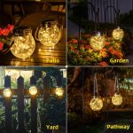 ROSHWEY Solar Lantern, 2 Pack Garden Decor Lights Waterproof Outdoor Lanterns with 30 LED Solar Lights Patio Hanging Lights for Backyard Fence Pathway Porch Decorative, Warm White - Image 2