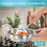 Hawkins Pro 1.5 Litre Deep-Fry Pan, Triply Stainless Steel Kadhai with Steel Handles and Steel Lid, Small Kadhai, Silver (PSK15S) - Image 3