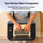 FOVERA Lap Desk Cushion | Fits up to 17” Laptop | High-Density Foam Cushion, Mouse-Friendly Flux Leather Top Surface, Soft Wrist Support, Side Storage Pockets, Removable Cover (Dark Grey) - Image 2