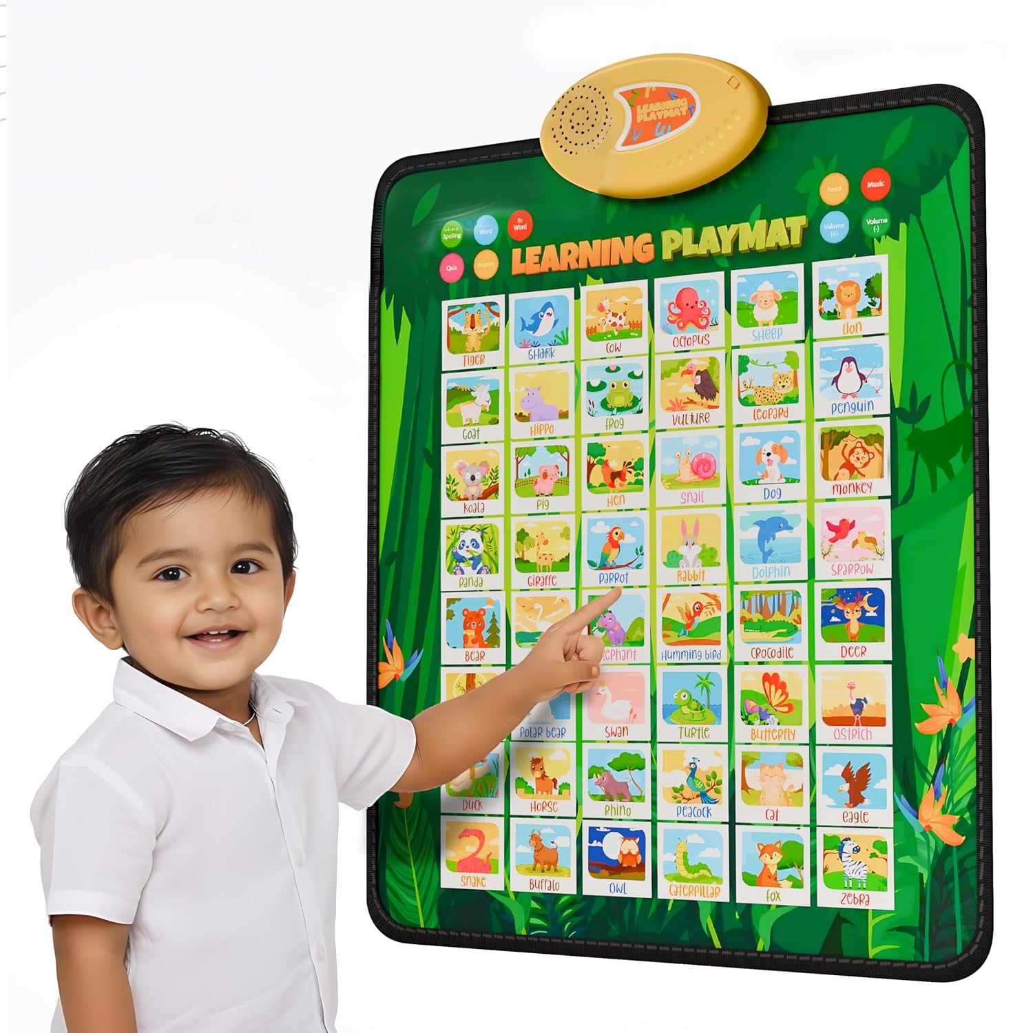 81zZNBtqzmL._SL1500_.jpg Lifelong Smart Learning Playchart Playmat for Kids 2+ Years, Quiz & Spelling Modes, English Hindi Picture Words, Music, Touch Activated Educational Mat, Alphabet Numbers Animals Birds - Image 1