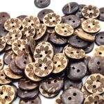 Coconut Shell Buttons 2 Hole Sewing Buttons for Fashion/Replacement/Decorative/Costume's/Jackets/Kurtis and Also Used DIY Art and Craft item (716-Coconut Shell leaf 24pcs)