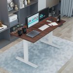 JIN OFFICE Titan Premium Dual Motor 3-Stage Electric Height Adjustable Desk| Sit Stand Table for Home| Standing Desk with 125Kg Wt. Cap, 3 Year Warranty| 3 Memory Presets| White & Brown| 1500 * 750mm