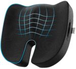 FOVERA Orthopedic Coccyx Seat Cushion for Tailbone Pain | 2-Years Warranty | Memory Foam Chair Pad for Sciatica & Back Pain Relief (18 x 17 Inch), Fits Up to 120Kg Wt, for Chair & Car (Mesh Black)