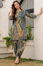 rytras Women Woman Pure Cotton Printed A-Line Kurta Sets with Palazzos|Kurti Set for Woman|Cord Set for Women Cotton - Image 3