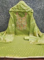 Pandadi Saree Women's Simmer Silk Embroidery Work Unstitched Salwar Suit Dress Material - Image 4